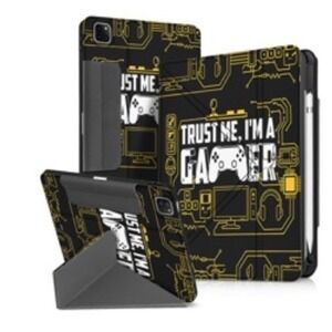 Trust Me I'm A Gamer iPad Pro 11 Case Black Gold Folding Stand Pencil Holder